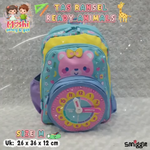 Tas Sekolah Anak Motif Bear Animals Anak TK dan PAUD / Tas Ransel Gendong Anak Perempuan Model Jam / Bakcpack Junior Girl Size M