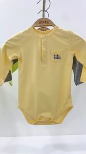Bộ liền thân bodychip dài tay cúc bấm nhiều màu sắc cho bé sơ sinh Boube vải Cotton organic thoáng mát - Size 0-12M