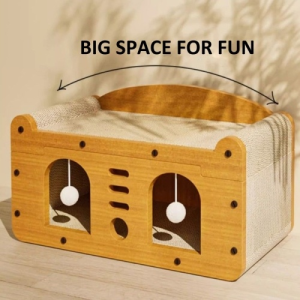 2 IN 1 Cat Scratcher House Wood Cat Box Extra Large Cat Bed Cat Claws Scratch Board Cat Villa 猫屋
