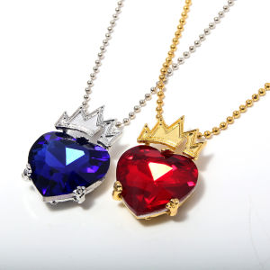 Movie Descendants Necklace Evie Fairest Red Blue Heart Crown Pendant Necklace for Women Jewelrry Gift Accessories Wholesale