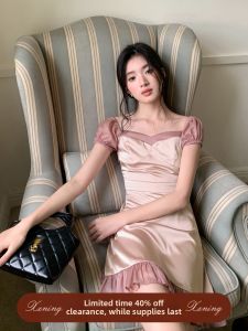 XXNING | Đầm Dài Thiết Kế Túi Xéo MESH Phong Cách Pháp