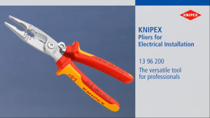 KNIPEX 13 96 200 VDE 1000V Insulated Plier 6-in-1 Electrical Installation Pliers with Opening Spring & Locking Lever Chrome Plated (Made in Germany)
