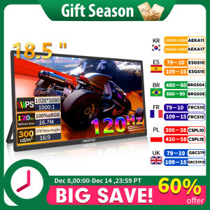 HGFRTEE 18.5" Full HD Portable Monitor Computer Gaming Display 120Hz 100%sRGB With Dual Speakers VESA For PC Laptop Xbox Switch