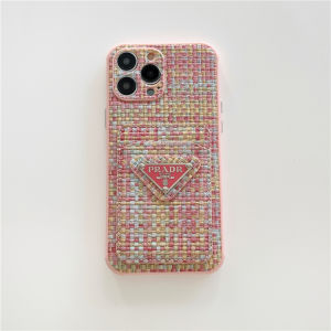 Luxurious Woven Leather Phone Case for iPhone 14/15 pro Max Full Camera Coverage Elegant Womens Card Insertion Compatible