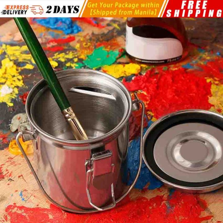 【8*9cm】Oil Painting Brush Washing Bucket Wash Pen Barrel Stainless ...