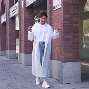 Jas Hujan Korea Plastik EVA Poncho Transparan Bahan Tebal