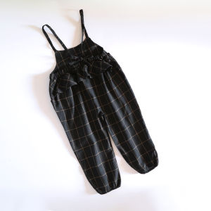Japan fashion Women Children Overalls Plaid Loose Bloomers Pants Little Girl Spring and Summer Wear Frill Sling Casual Pants