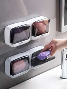 ช่องเก็บน้ำยาสบู่ติดผนังแบบติดผนัง ไม่ต้องเจาะ ใส่ในห้องน้ำ ห้องน้ำ ห้องน้ำ บ้าน ชั้นวางของ ระบายอากาศ พร้อมฝาปิด รุ่นใหม่