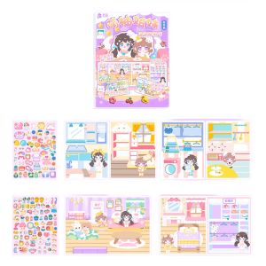 HSHOP Wonder-filled Cute Pomelo Sisters Children's 3D Scene Stickers Book SZ272