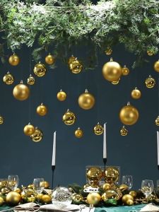 6pcs/6cm Christmas Balls Christmas Tree Christmas Wreath Decorative Ball Christmas Decorative Dropball  Golden Christmas Ball