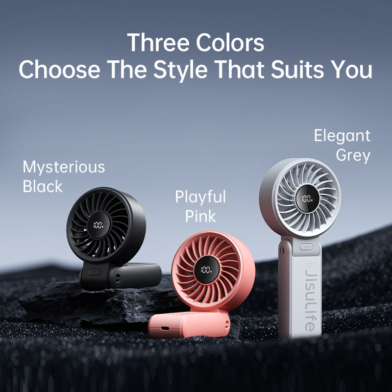 JisuLife Handheld Fan Life7 Portable Fan Foldable 5000mAh USB Rechargeable 19.5h cooling time Mini Fan Handheld Electric Fans With 5 Gears Strong Wind For Summer School Small Fans