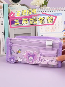 Sanrio 5-Layer Larger-Capacity Multifunctional Pencil Pouch Case Stationery Box Melody Kuromi Cinnamoroll Pen Case Stationery