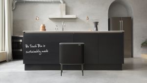 Brabantia ถังขยะ สแตนเลสแบบกด บราบันเทีย รุ่นทรงสี่เหลี่ยม 11+23ลิตร ขนาด2ช่อง BO Touch Bin with 2 Inner Bucket 11+23 litre. -Matt Black