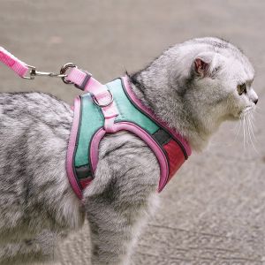 Reflective Cat Harness Vest with Leash Escape-Proof Puppy Harness Rabbit Outdoor Adventure Soft Breathbale