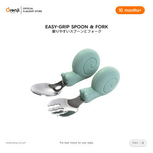 Orenji Easy-Grip Silicone Spoon & Fork Set - Non-Slip Handle Ergonomic Design