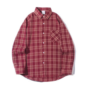 Wassup Retro Plaid Shirt Men and Women Couple 2023 Autumn New Design Sense Niche Style Shirt Coat Fashion
