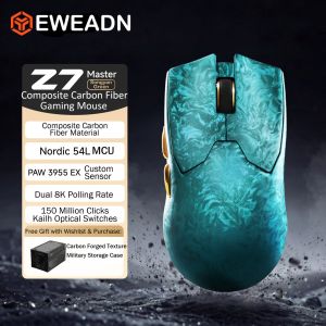 EWEADN | EWEADN Z7 Master PAW3955 EX Dual 8K Polling Rate Carbon Fiber Wireless Gaming Mouse 52g Ultra Lightweight Nordic 54L15 Ergonomic