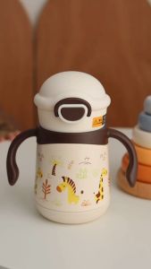 NEVS Toddler Vacuum Flask 280ml Anti Colic Milk bottle weighted straw bottle with handle