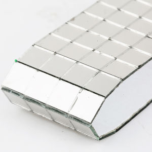 4*100cm Glass Mosaic Tiles Mirror Self Adhesive Sticker Mini Square Reflective Glass Tiles DIY Craft