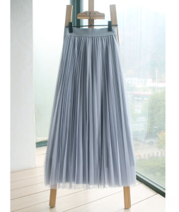 Classic Multi-Layered Pleated Skirt Midi Skirt Spring Summer A-Line Simple Style Polyester Fabric Natural Waist Long Skirt