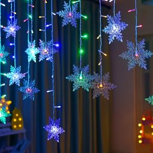 Christmas Decor Snowflake Ice Strip Light String8 Modes Fairy LightChristmas Indoor Snowflake Decor LightsXmas Bedroom Decor
