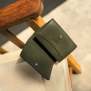 Ví Switch Xanh Rêu LEMONT da bò thật dáng hộp đứng có ngăn khoá kéo có ngăn tiền thẳng