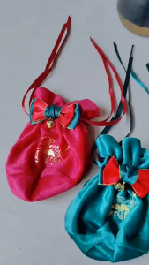 Christmas Apple Bag Decoration Small Velvet Christmas Ornament Drawsting Candy Pouch Bags Accessories