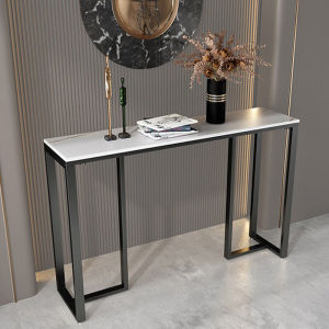 WISFOR Modern Real Marble Console Table for Entryway Foyer Display Storage Accent Side Table Coffee Bar 100cm Length