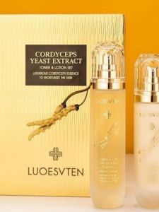 Loesvtan Anti-Aging Skin Care Set with Cordyceps Yeast Essence Hydrating Pore Tightening Wrinkle Lightening Beauty Kit