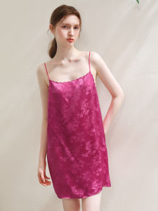 XEXZ | Pure Silk Satin Sleepwear French Sweet Mulberry Silk Strap Backless Haute Couture Home Leisure Short Dress One-Shoulder Style