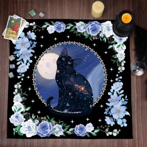 Spirit Cat Whisper Pattern Tarot Tablecloth Witchcraft Divination Accessory Washable Tablecloth