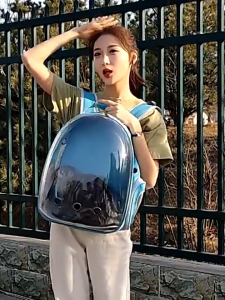 แฟชั่นที่เรียบง่ายพาโนรามากระเป๋าแมวโปร่งใสมีรูพรุนระบายอากาศได้โดยตรงดูสถานะของแมวขยายสายคล้องไหล่ประหยัดแรงงานระบายอากาศทนต่อการขัดถูทนต่อรอยขีดข่วนหลายสีให้เลือก