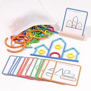 [Ready] Wooden Creative Sticks And Rings Early Educational Wooden Creative Puzzle  Puzzle Intelligence Game Montessori