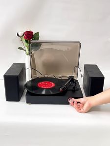Middix Vintage Record Player With Dual Stereo External Speakers HI-FI System Bluetooth Turntable Player With AUX and USB Interface