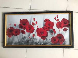 Hiasan Dinding Gambar Cetak Bunga Mawar Merah plus Bingkai uk:100cm x 50cm