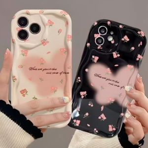 MOR Case Oppo A1K A3S A5 A5S A5 2020 A7 A9 2020 A11K A12 A15 A15S A16 A16S A17 A17K A18 A38 A54S F9 Casing Glow Motif Tulip Heart Flower Wavy Edge Shockproof Premium