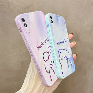 Redmi 9A Silicone Phone Case Full Cover Cartoon Style Protective Shell for Men And Women Simple Design Oil Painting Pattern
