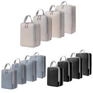 Lightweight 4 Set Compression Packing Cubes for Travel Organizers and Luggage Storage in Durable Nylon Material