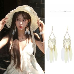 Beach Vacation Long Tassel Earrings Womens Ethnic Style Holiday Dangle Earrings Bohemian Yunnan Lijiang Fashion Jewelry