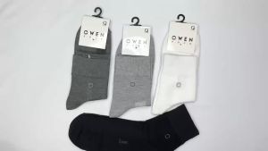 OWEN - Tất cổ trung trơn nam Owen 100% cotton khử mùi