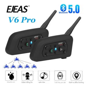 Tai Nghe Bluetooth Mũ Bảo Hiểm Xe Máy EJEAS V6PRO 850mAh Thiết Bị Liên Lạc MOTO Phạm Vi 1200m Cho 6 Người Lái Phù Hợp Với Nhiều Loại Xe