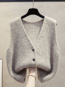 JIANDIYA | V Neck Knit Vest Women Loose Overwear Sweater