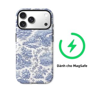 Ốp Điện Thoại Blue Country Toile De Jouy Cho iPhone Hai Lớp Chống Sốc Chống Trầy Xước TPU Mềm Chống Bụi Chống Trượt