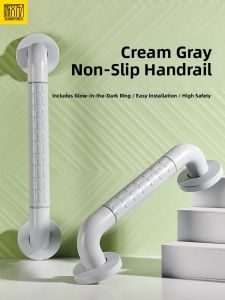 Bathroom Stainless Steel Grab Bar Toilet Safety Rail Elderly Assistance Slip Resistant Cream Grey Wall Mounted Bathroom Support