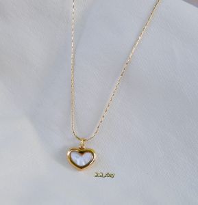 BBสร้อยคอสแตนเลสไทเทจี้หัวใจเปลือกหอย