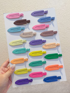 Colorful Seamless Hair Clips Womens Forehead Bangs Hair Clip Headwear Side One-word Clip Frosted Metal Duckbill Hair Card