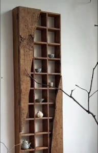Handcrafted Live Edge Wood Organizer | Premium Wall-Mounted Mug & Display Shelf | Natural Wood Luxury Home Décor mug organizer wooden mug rack coffee station organizer coffee bar shelf mug display rack natural wood décor live edge shelf solid wood