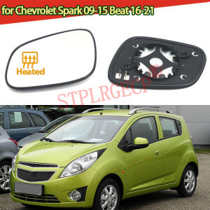 Driver Left Side Heated Wing Mirror Glass Angle Rearview Mirror with Base for Chevrolet Spark 2009-2015 Beat 2016-2021