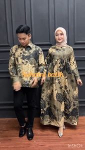HARGA PAKET SEPASANG baju batik couple kembaran gamis dan kemeja sarimbit batik baju lebaran 2024