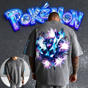 Bandai | 2025 Summer Poksammon Animation Brand 100%Cotton Dawn Wings Form Necrozma Printed T-shirt for Men and Children Harajuku Casual